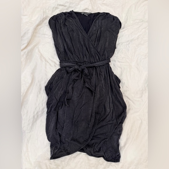 Armani Exchange Dresses & Skirts - Armani Exchange Black Metallic Draped Mini Cocktail Dress/ Size small petite